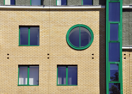 Brick wall with a round windowのeditorial素材