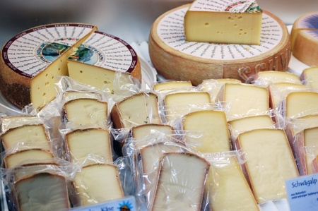 Swiss cheese for sale in Switzerland の写真素材