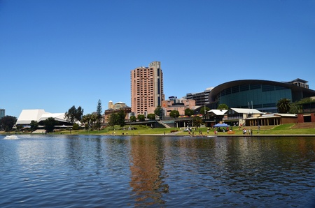 The Adelaide skyline as viewed from the River Torrens in South Australia. の写真素材