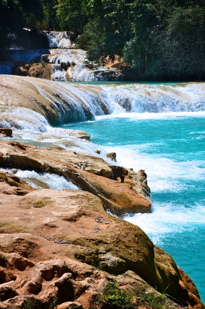 Agua Azul waterfalls in Mexicoの写真素材