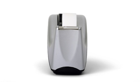 Front view of sticky tape dispenser on white background の写真素材