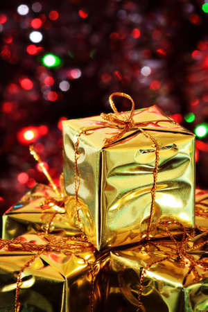 Christmas decorations  wrapped giftsの写真素材