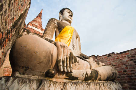Buddha Status at Wat Yai Chaimongkol, Ayutthaya, Thailand の写真素材