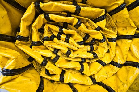  yellow coiled pipe air for aircraft の写真素材
