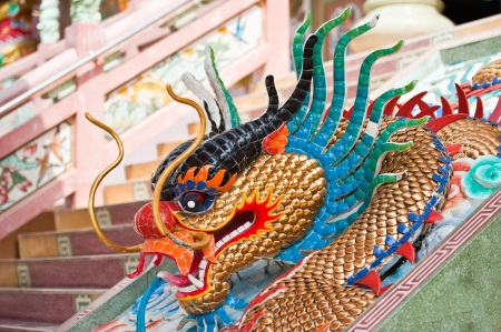 Chinese sculpture of spit water dragon の写真素材