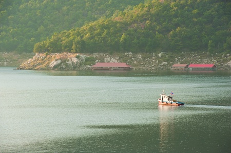 Ship surrounding at Phumiphol dam, Tak, Thailand の写真素材