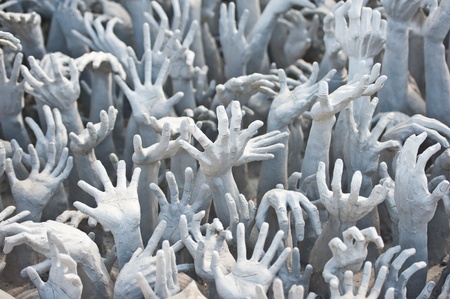 Hands Statue from Hell in Wat Rong Khun at Chiang Rai, Thailand の写真素材
