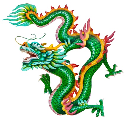 Green dragon isolated on white background の写真素材
