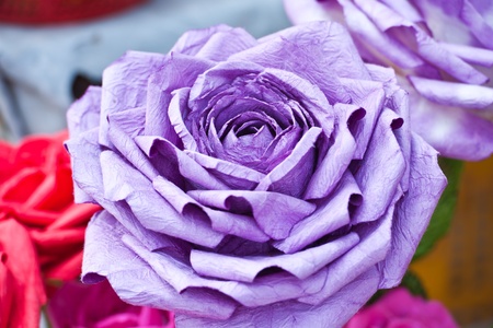 purple rose made of paper の写真素材