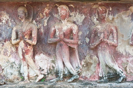 Buddha images in Wat Mahathat at Sukhothai Historical Park, Thailand の写真素材