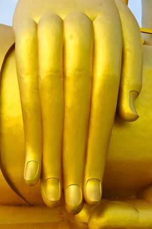 Buddha's golden hand at Wat Muang, Ang Thong Province, thailand の写真素材
