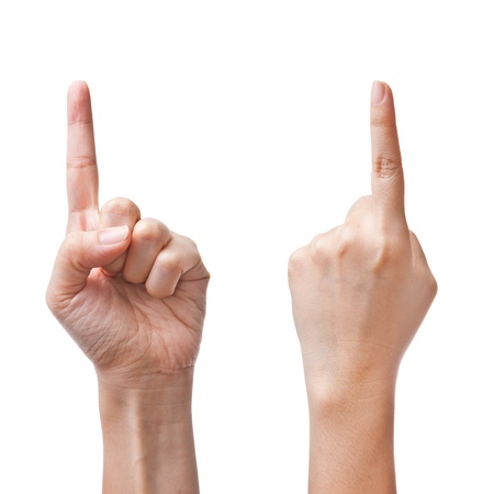 Female hands counting number one Female hands counting number one