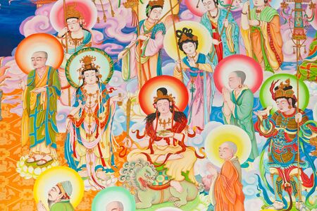 Tradition Chinese painting on Chinese temple wallのeditorial素材