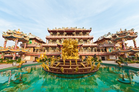 Naja statue of Chinese shrine, Chonburi, Thailandのeditorial素材