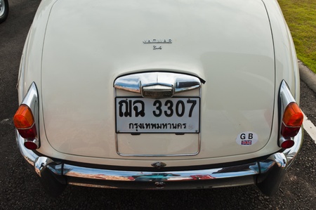 HUA HIN, THAILAND - DEC 16: A 1964 Jaguar 3.4 Mk2 on display in Hua Hin Vintage Cars Parade Festival 2011 at Hua Hin floating market on December 16, 2011 in Hua Hin, Thailand.のeditorial素材