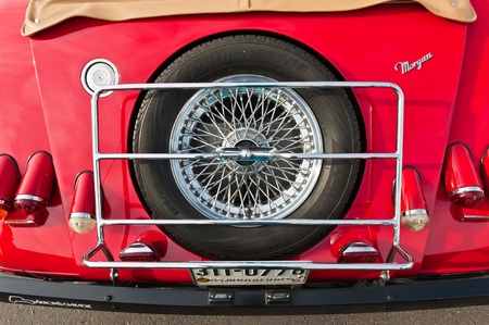 HUA HIN, THAILAND - DEC 16: Morgan Plus 4,1958 Vintage cars display in Hua Hin Vintage Cars Parade Festival 2011 at Hua Hin floating market on December 16, 2011 in Hua Hin, Thailand.のeditorial素材