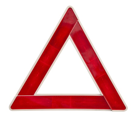 Red emergency triangle on a white with clipping path 