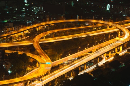 Expressway and Highway at night, Bangkok, Thailand