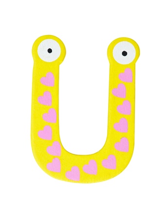Colorful wooden alphabet letter Uの写真素材