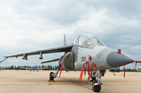 BANGKOK - JUNE 30 : Alpha Jet on display at The Centennial of RTAF Forefathers' Aviation on JUNE 30, 2012, Don Muang Airport, Bangkok, Thailandのeditorial素材
