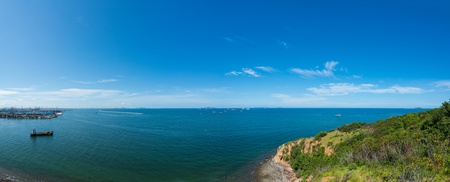 Sea panorama with industrial container cargo freight shipの写真素材