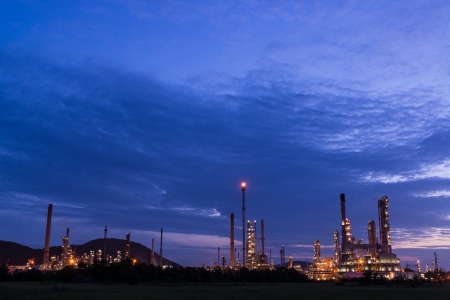 Oil refinery plant at twilight morningのeditorial素材