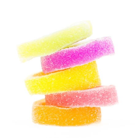 Colorful different jelly candy on whiteの写真素材