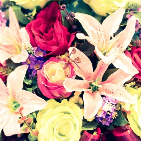 Bunch of flowers - retro vintage filter effectの写真素材