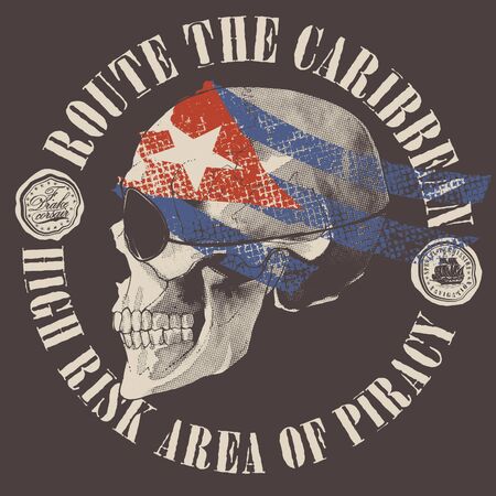 Pirate skull with a flag as a bandanaの写真素材