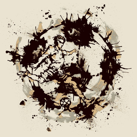 Soccer player inside imprint of ballのイラスト素材