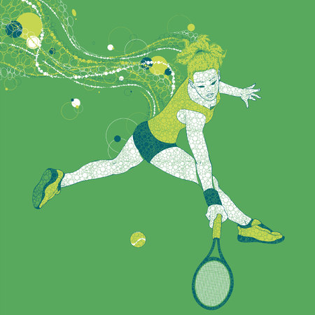 Tennis player with a graphics trailのイラスト素材