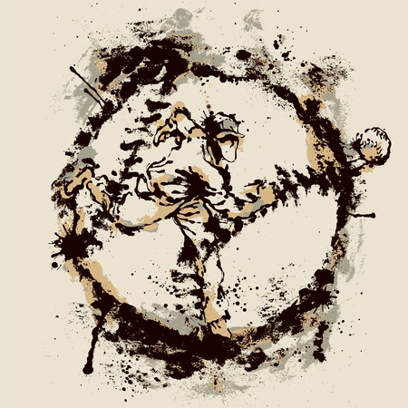 Baseball player inside imprint of ballのイラスト素材