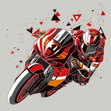 Motorcyclist with a graphics trailのイラスト素材