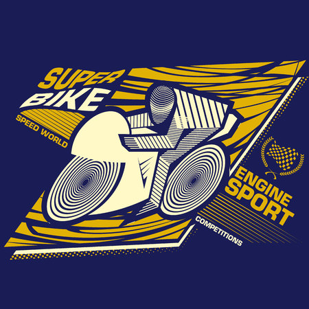 stripy motorcyclistのイラスト素材