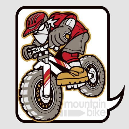 Biker on mountain inside graphics balloonのイラスト素材