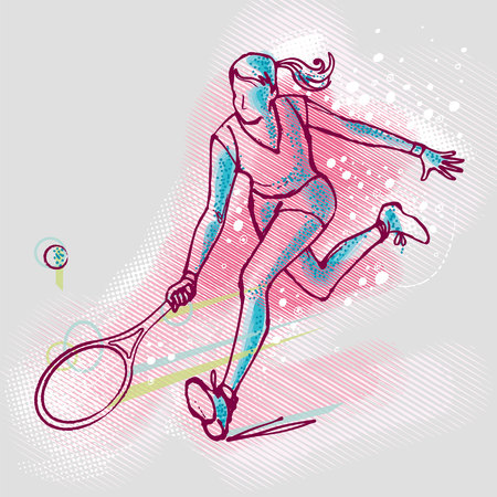 Tennis player on the background graphicsのイラスト素材