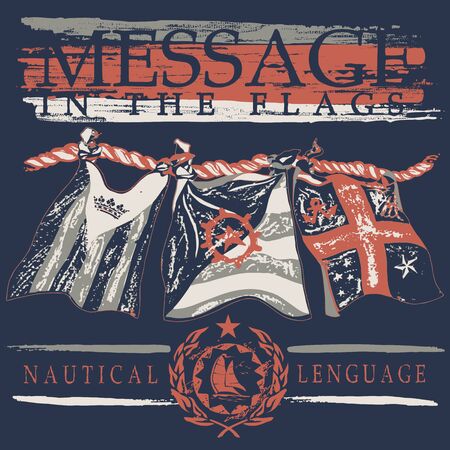 Flags fastened to a ropeのイラスト素材