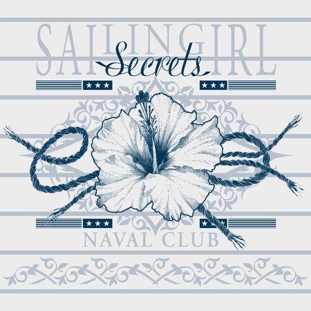 Hibiscus decorated with rope on graphicsのイラスト素材