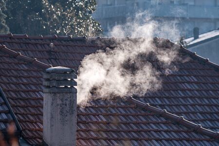 Chimney with smokeの写真素材