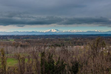 Monte Rosa, Italy Alps, panoramic mountain landscape with snowcapped peaksの写真素材