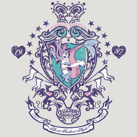 Illustration of a siren in a coat of armsのイラスト素材