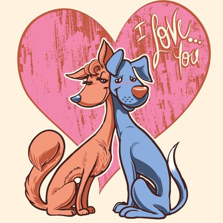 Dogs in loveのイラスト素材