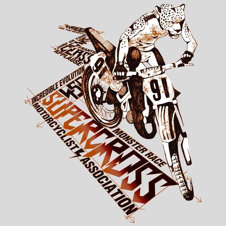 Illustration of an human leopard supercross riderのイラスト素材