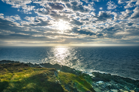 Cloudy morning sky, County Down, Northern Irelandの写真素材