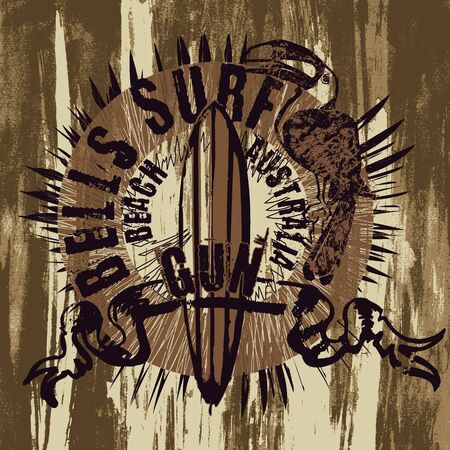 Illustration of a toucan and a surf boardのイラスト素材