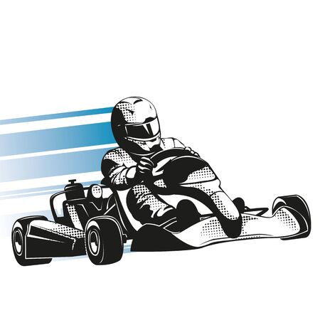 Speed kart racing poster vector image. Championship extreme transportation.のイラスト素材