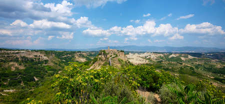 Civita di Bagnoregio, city of culture, located in the valley of the badlands. City of Etruscan origin, also known as "the dying city".の写真素材