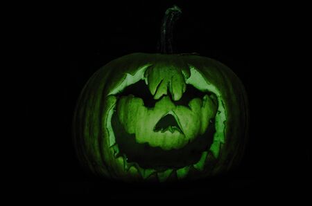 green halloween pumpkinの写真素材