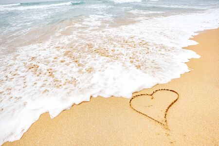 Love, heart on the sea beachの写真素材