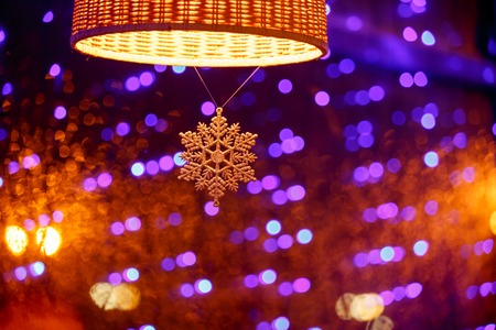 Christmas, New Year, eve holiday blurred window backgroundの写真素材
